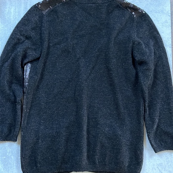 Robbi & Nikki cashmere sequin cardigan black dark gray sz XS - Picture 5 of 6